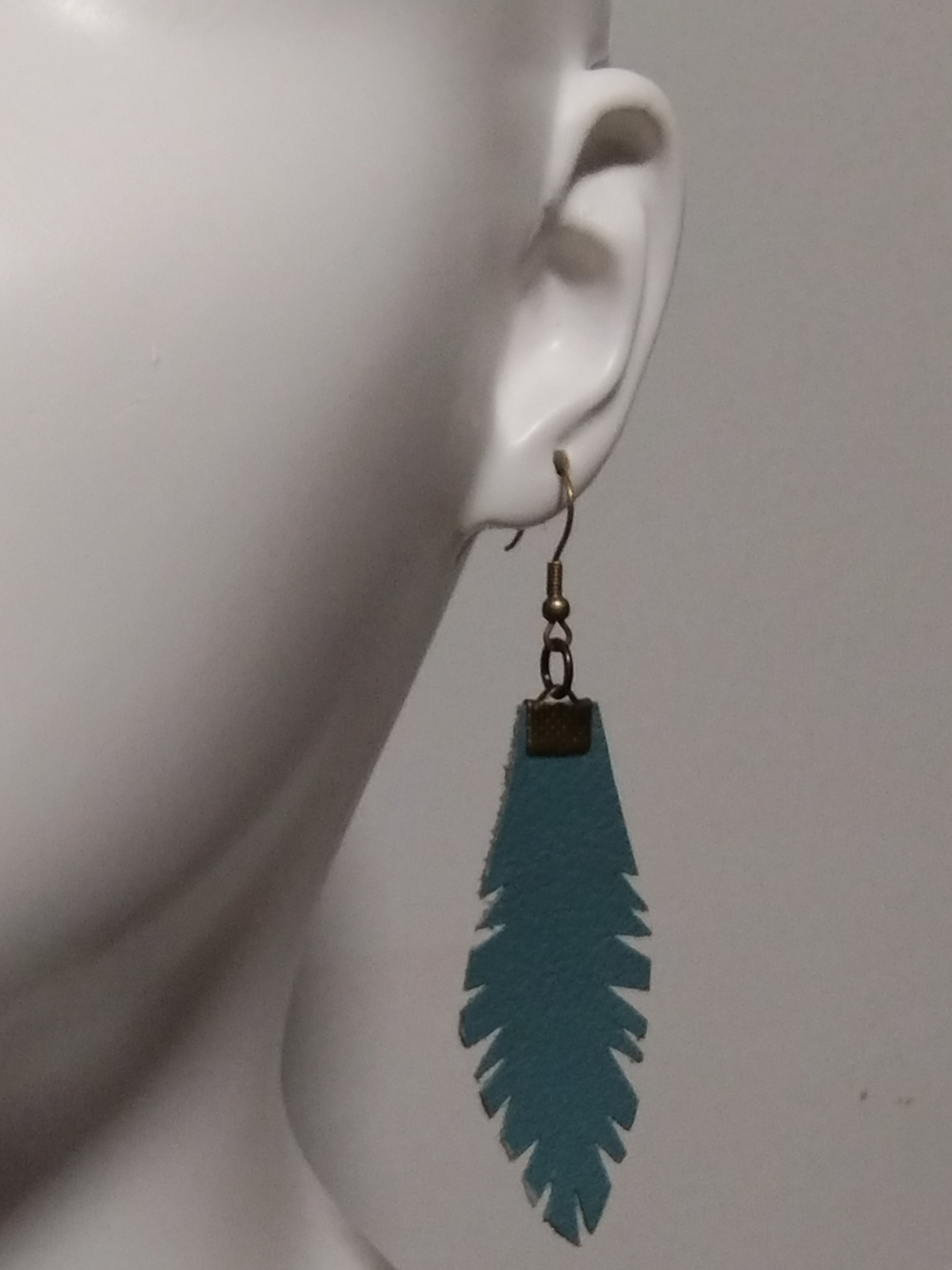 Teal Feather Fringe Drop Earrings - Women Jewelry